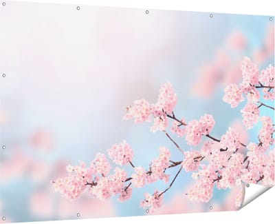 Gards Tuinposter Roze Bloesem Bloemen - 180x120 cm - Tuindoek - Tuindecoratie - Wanddecoratie buiten - Tuinschilderij