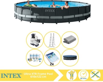 Intex Ultra XTR Frame Zwembad - Opzetzwembad - 610x122 cm - Inclusief Onderhoudspakket en Glasparels