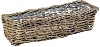 Mega Collections Plantenmand Java - rotan - naturel - rechthoek - 50 x 16 x 15 cm - plantenbak buiten/binnen