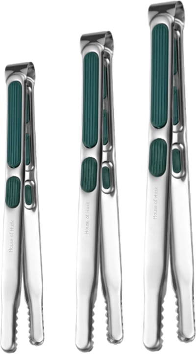 House of Husk RVS Keukentang Set - Serveertangen - BBQ Tang - Vleestang - Keukentang - Zilver- 3 Stuks