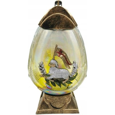 Grote Paas Znicz met Lammetje - 34 cm Hoog - Gekleurd Glas