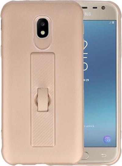 Goud Carbon serie Zacht Case hoesje voor Samsung Galaxy J3 2017