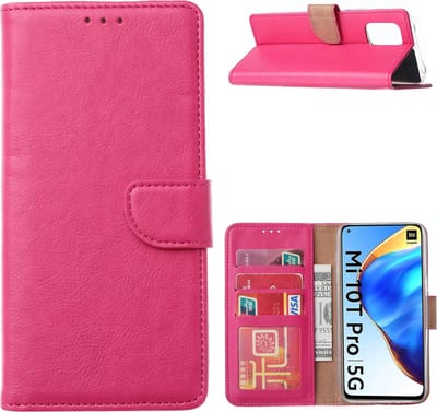LuxeBass Hoesje geschikt voor Xiaomi Mi 10T Pro - Boekhoesje met kaartvakken - Roze gsm hoesje - telefoonhoes - telefoonhoesjes