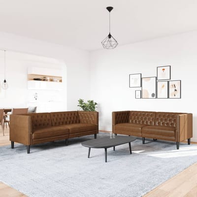 vidaXL - 2-delige - Loungeset - Chesterfield-stijl - kunstsuède - bruin