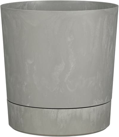 Mica Decorations Bloempot Coco - met onderschaal - betongrijs - H34 x D33 cm - kunststof - buiten