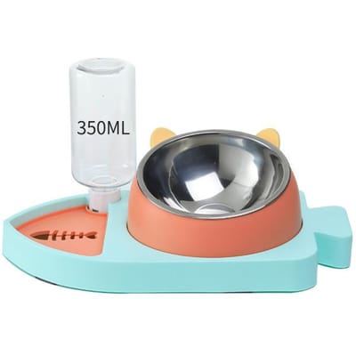 Nieuwe Visvormige Drie-in-één Voeder- Waterdispenser Niet-natte Mond Automatische Wateraanvulling Kattenbak Hondenbak Waterdispenser Hondenbak 33*18*16cm
