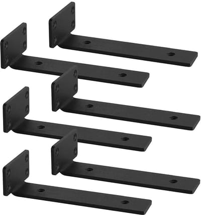 Dailygoods- Plankdragers Zwart - 6 Stuks - Zwaarlaststeun - Wandmontage - Onzichtbaar - Industrieel Ijzer - 25cm - Planksteunen