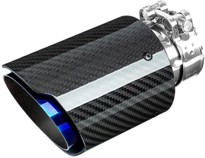 Dailygoods - Catekro 54 mm roestvrij staal en carbon uitlaatpunten, universele inlaat (54 mm) en uitlaat (89 mm) eindgeluiddemper voor dieper motorgeluid, bolt-on-montage voor auto (lichtzwart-blauw)