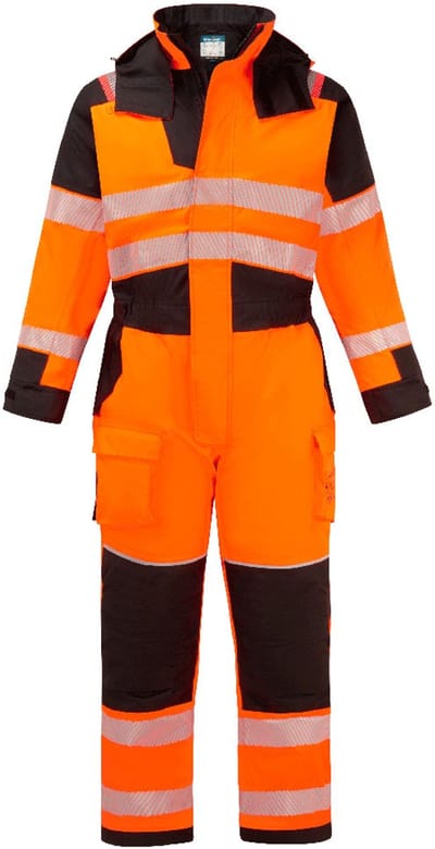 Portwest PW3 Modaflame Regen + Hi-Vis Multi-Norm Vlamvertragende Winteroverall FR516 - Oranje/Zwart - L