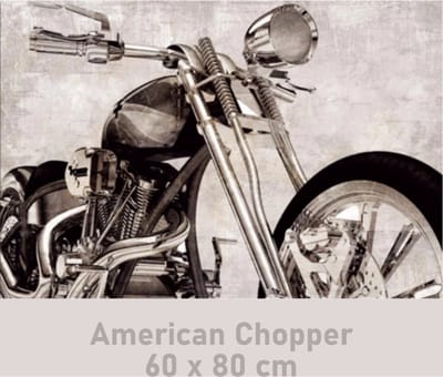 Allernieuwste.nl® Canvas Schilderij American Chopper - Motorsport - Motor - Poster - 60 x 80 cm - Zwart Wit