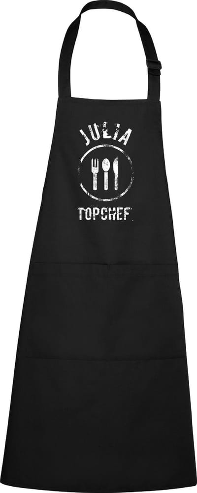 mijncadeautje - luxe keukenschort - Topchef bestek BBQ - met naam - zwart