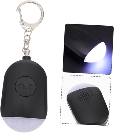 Draagbaar veiligheidsalarm - Persoonlijk Alarm - met LED-noodalarm - sos knop - alarm sleutelhanger - voor vrouwen Alarm voor persoonlijk gebruik voor buitenactiviteiten voor persoonlijk alarm sleutelhanger （zwart）