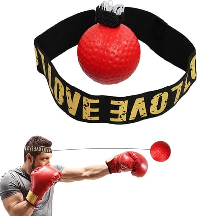 Boksbal met Hoofdband - Reflex Bal Boksen - Reactiesnelheid Trainen - Duurzaam PU Materiaal - 10 cm - Rood
