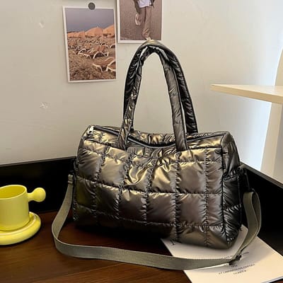Luxe Space Pad katoenen handtas grote capaciteit schoudertas waterdichte nylon tas reistas crossbody tas 36x16x25cm gray