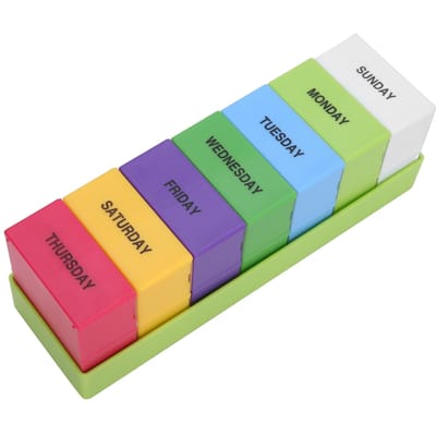 Boîte Conteneur Organisateur de Pilules Portable Grande Capacité Hebdomadaire Médicaments Bijoux gray