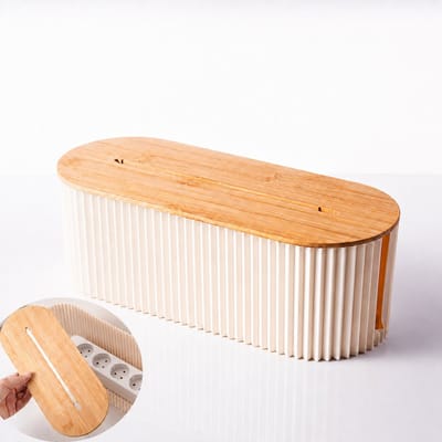Kabelbox Bamboe (L) - Kabeldoos - Kabel Opbergbox - Kabel Organiser - Stekkerdoos - Kabel Management onder bureau - Kabelopbergdoos - Kabel Organiser Bureau - Kabelbox Stekkerdoos - CableBox - Kabeldoos voor Stekkerdoos en Kabelbeheer