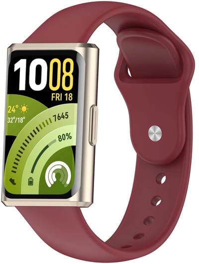 Strap-it Siliconen 'Sport' bandje geschikt voor Huawei Band 11 / Huawei Band 11 Pro (Wijnrood)