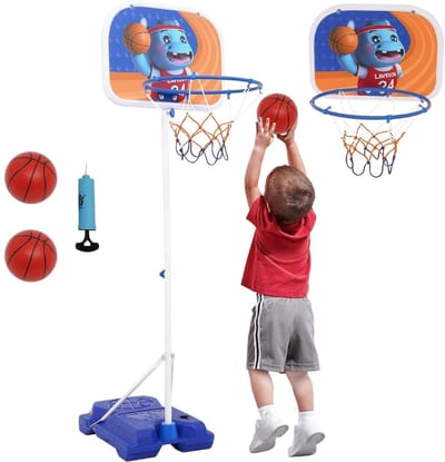 Mini Basketbalstandaard Kinderen – 2-In-1 – In Hoogte Verstelbaar – 96 Tot 170 cm – Draagbare Basketbalmand – Basketbalkorf Binnen Buiten – Voet Met Water Of Zand – Met 2 Ballen – Kinderspeelgoed Sport – Basketbal Set Kinderen