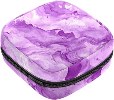 Opbergzakje Periode - Menstruatie Portemonnee - Intieme hygiëne - Ingebouwd klein vak - 12 x 17 cm - Paars marmer
