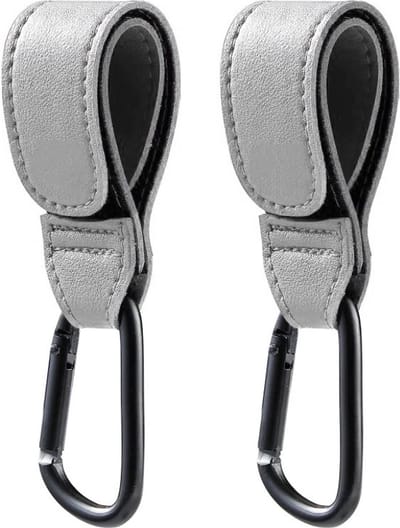 Premium Kinderwagen Tassenhaakjes - 2 Stuks – Grijs – Luiertas Tassenhaak – Buggy Accessoires – Organizer – Haak – Tassenhanger – Extra Stevig – Tas - Tassen