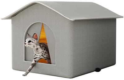Linkforu - Huisdiertent - Weerbestendig Huis - Winter en Waterproof - Katten en Kleine Honden tot 10 KG – 42x42x42 cm - Grijs