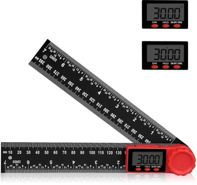 TOVBMUP 2-in-1 digitale gradenboog met LCD-scherm, vasthoud- en vergrendelingsfunctie, 360° draaibare hoekliniaal voor werktuigbouwkunde, timmerwerk, meten - 200 mm, 7,8 inch