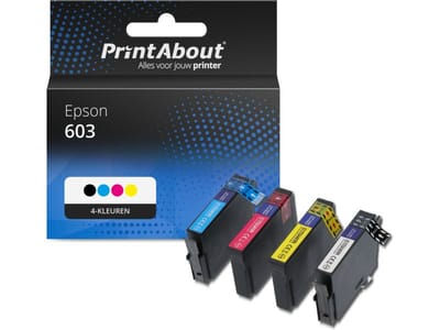 PrintAbout huismerk Inktcartridge 603 (C13T03U64010) 4-kleuren Multipack Geschikt voor Epson