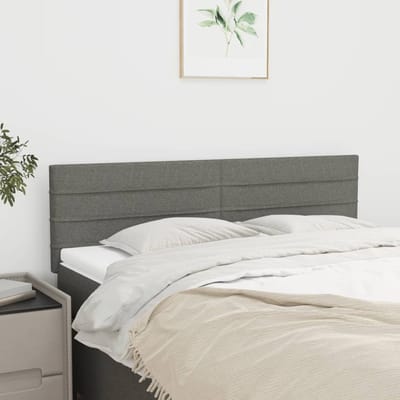 vidaXL - Hoofdborden - 144x5x78/88 - cm - stof - donkergrijs