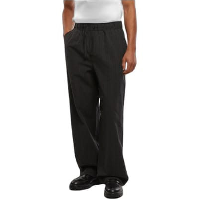 Urban Classics - Loose Seersucker Broek rechte pijpen - S - Zwart