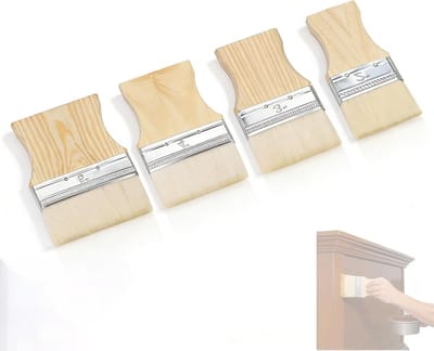 Set van 4 herbruikbare schilderborstels met houten handvat, zachte haren voor renovatie en verfwerk, 2/3/4/5 inch