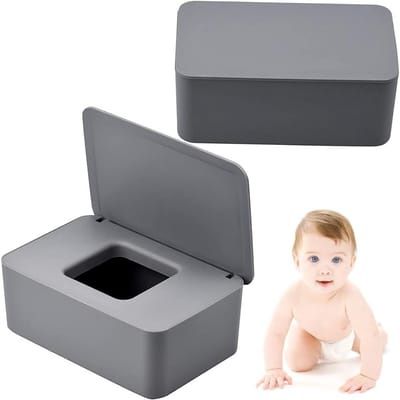 2 Stuks Dispenserdoos voor Natdoekjes - Toiletpapierdoos met Deksel, Babydoekjes en Servetten, Grijs