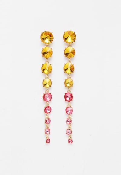 AVANT-GARDE PARIS Luxe Crystal Drop Earrings - Goudkleurig met gekleurde kristallen - 1 paar - 12cm x 1.4cm