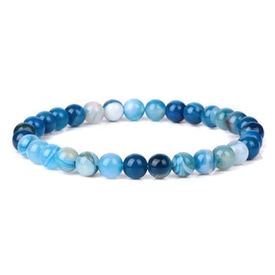 Bixorp Gems Malachietblauwe Botswana Agaat Edelstenen Armband 6mm - Edelsteen Kralenarmband - Spiritueel Cadeau - 18cm