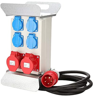 Bouwstroomverdeler 400 V met 2 x CEE 16 A en 4 x 230 V stopcontacten - Stroomverdeler met IP44 en kabel voor bouwplaats