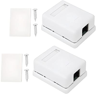 2 Stuks RJ45 Opbouwdozen Cat6 Enkelpoort Desktop Informatie Netwerkdozen met Ingebouwde Schroeven voor Betrouwbare Communicatieverbindingen