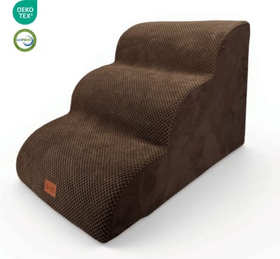 JMV SafePaws® Hondentrap – Waterbestendig - 3 treden – 40x60x40 cm - Chocoladebruin - Hondentrapje voor honden – Hondenloopplank