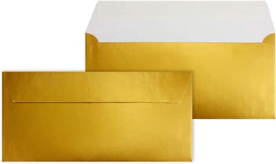 Gouden Enveloppen - Metallic Enveloppen Luxe - Uitnodigingen Versturen - Zelfklevende Sluiting - 300 stuks 11x22 cm - Goud Metallic