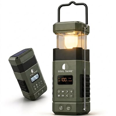 Soul Taine 585D - Multifunctionele Noodradio – Bluetooth Speaker, Oplaadbaar, Zaklamp & SOS Alarm – Draagbare Outdoor Radio voor Camping, Reizen & Noodsituaties