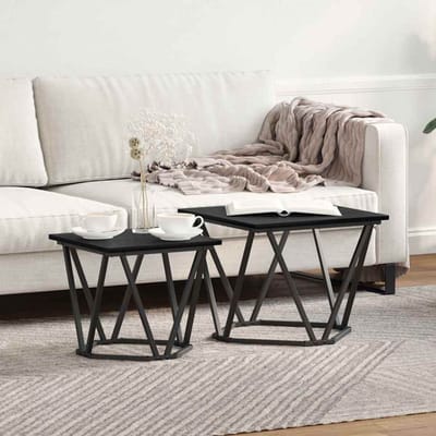 vidaXL - Bijzettafelset - 2 - st - Zwart - Eiken - 50 - x - 50 - x - 40 - cm