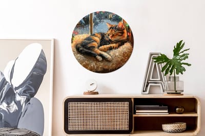 WallCircle - Wandcirkel - Muurcirkel - Kat - Kerst - Winter - Dier - Aluminium - Dibond - 60x60 cm - Binnen en Buiten