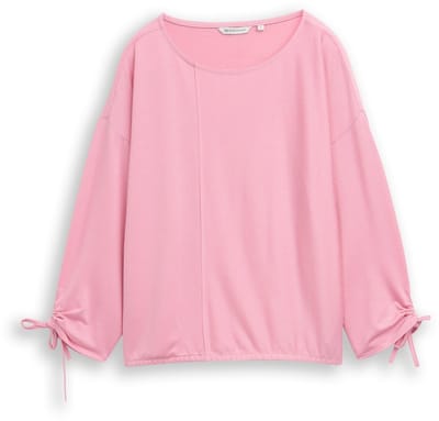Tom Tailor Denim - Loose fit T-shirt met lange mouwen en gerimpelde mouwen - Maat XXL - small tonal blush rose stripe