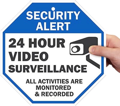 Videobewakingswaarschuwing - 24-uurs toezicht op activiteiten - 10" x 10" aluminium