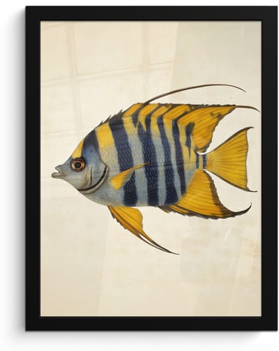 Poster in lijst - Fotolijst 30x40 cm - Posters - Vis - Sierlijk - Vinnen - Illustratie - Posterlijst zwart - Decoratie - Wanddecoratie woonkamer - Muurdecoratie slaapkamer
