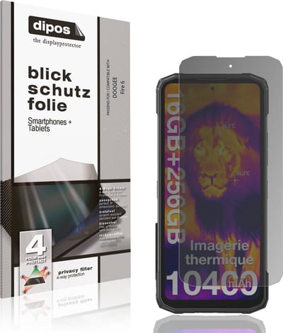 dipos – Matte Privacy Screenprotector geschikt voor DOOGEE Fire 6 | Anti-Spy Beschermfolie
