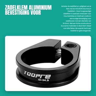 Dailygoods- Zadelklem Aluminium Legering - Snelle Bevestiging - Zadelstrop - Zadelpenklem - Veilige Bevestiging - 34.9mm - Zitbuisklem