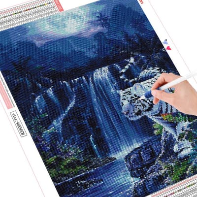 Kit complet de broderie diamant tigre, peinture diamant 5D, cascade, mosaïque, point de croix, décor Animal pour la maison Full Square 20X30CM