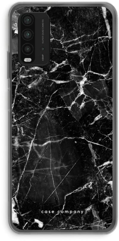 Case Company® - Hoesje geschikt voor Xiaomi Redmi 9T hoesje - Zwart Marmer - Soft Cover Telefoonhoesje - Bescherming aan alle Kanten en Schermrand