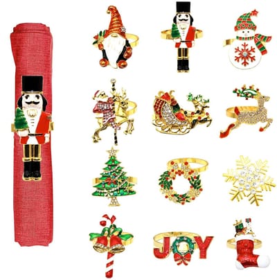 Dailygoods - Gouden Servethouders voor Kerstmis - 12 Stuks Elegante Napkin Ringen