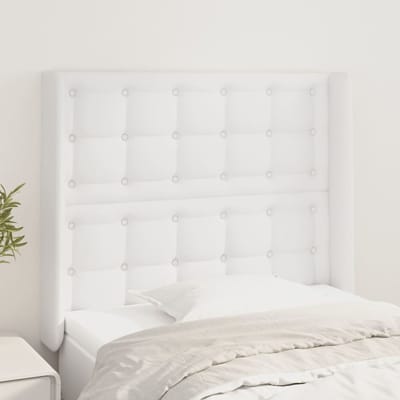 vidaXL - Hoofdbord - met - randen - 83x16x118/128 - cm - kunstleer - wit