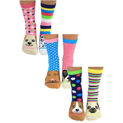 UNITED ODD SOCKS - 6 Pack Dames Puppy Dog Katoenen Pootjes Sokken - Poten